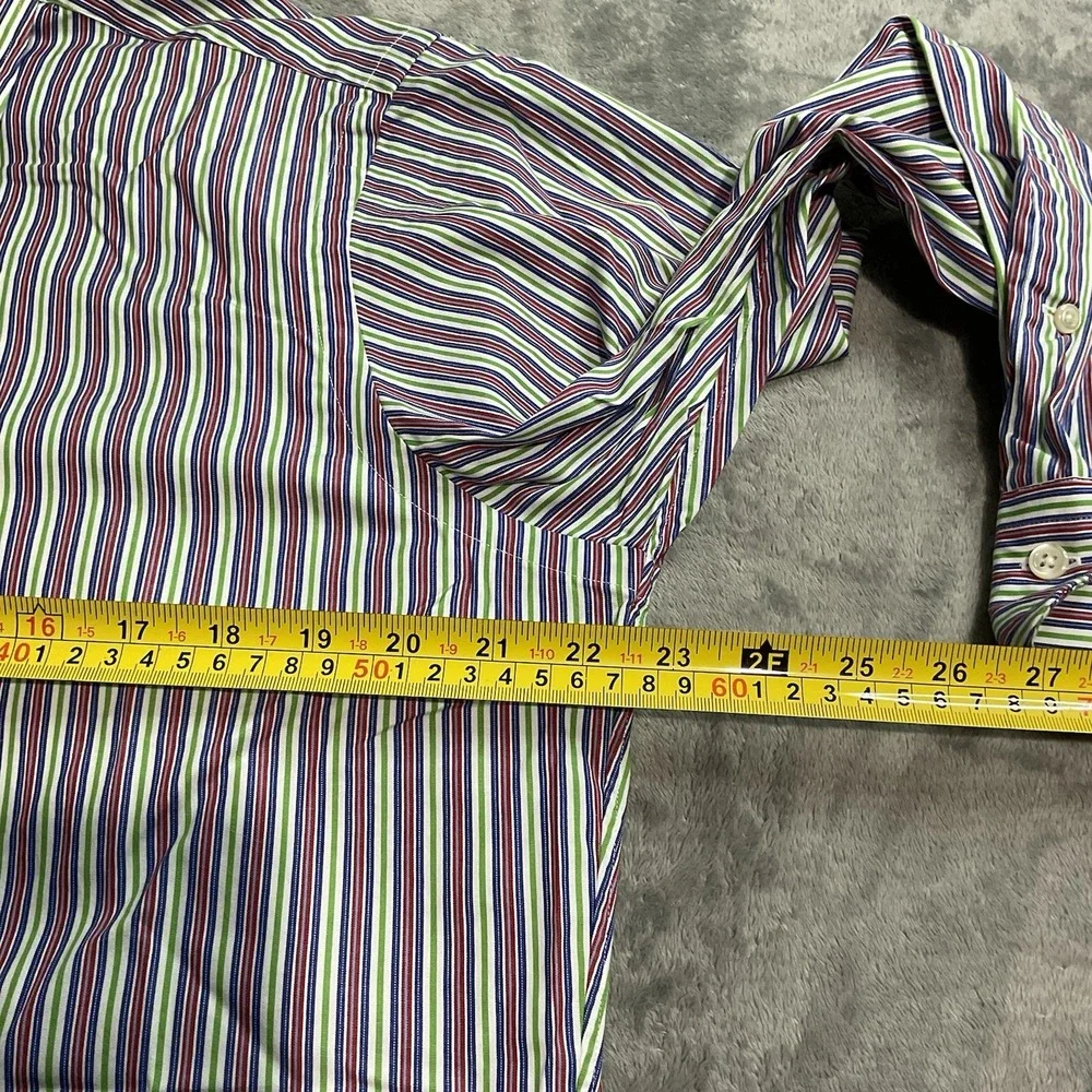 Vtg 90s Polo Ralph Lauren Curham Colorful Striped‎ Dress Shirt Mens 15 1/2 32-33